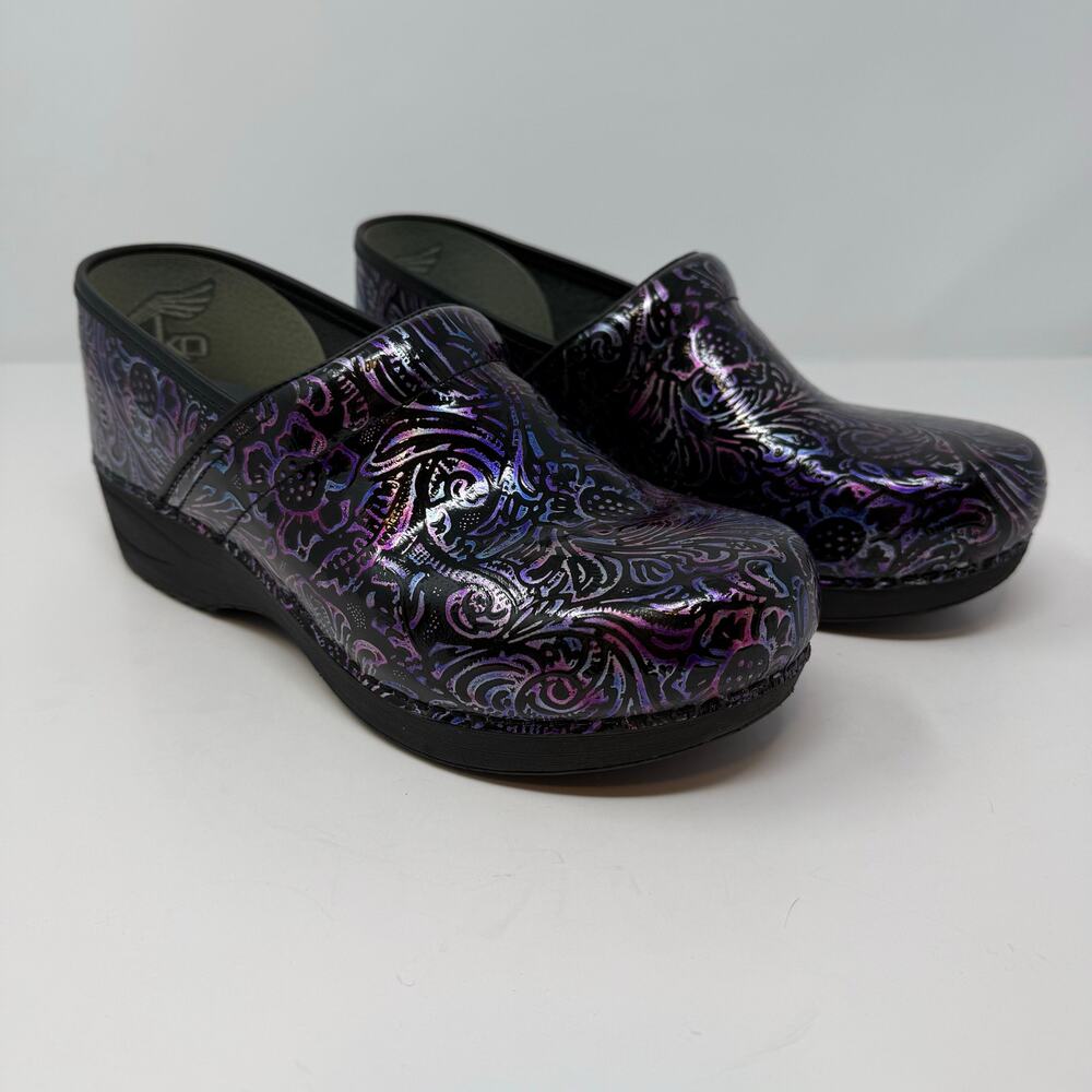 Dansko XP 2.0 Professional Nursing Shoes Women's 41 Black Multi Color Floral EUC - Picture 6 of 15